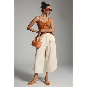 New ANTHROPOLOGIE Mare Mare Curved-hem Chino Pants $130 X-SMALL Beige